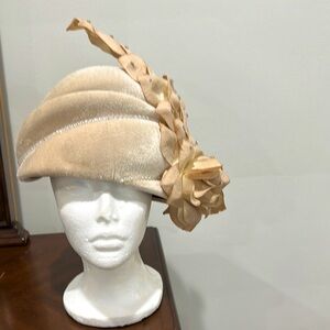 Elegant Tan Women's Hat with Floral Accent